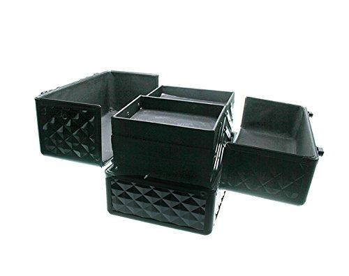MUA Professional Makeup Artist Travel Cosmetic Train Case w/ 3 Tier Side Extendable Trays Aluminum Hard Case