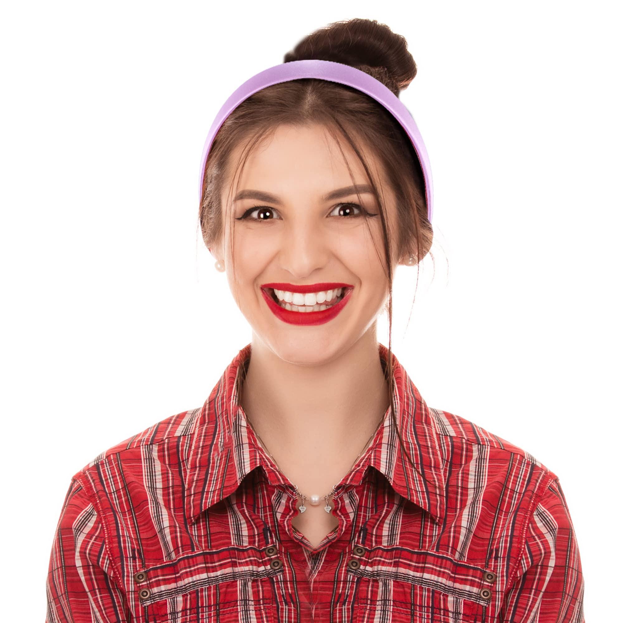 SIQUK SIQUK 16 Pieces Colorful Satin Hair Accessories - 1 Inch Plastic Covered Headbands for Women and Girls