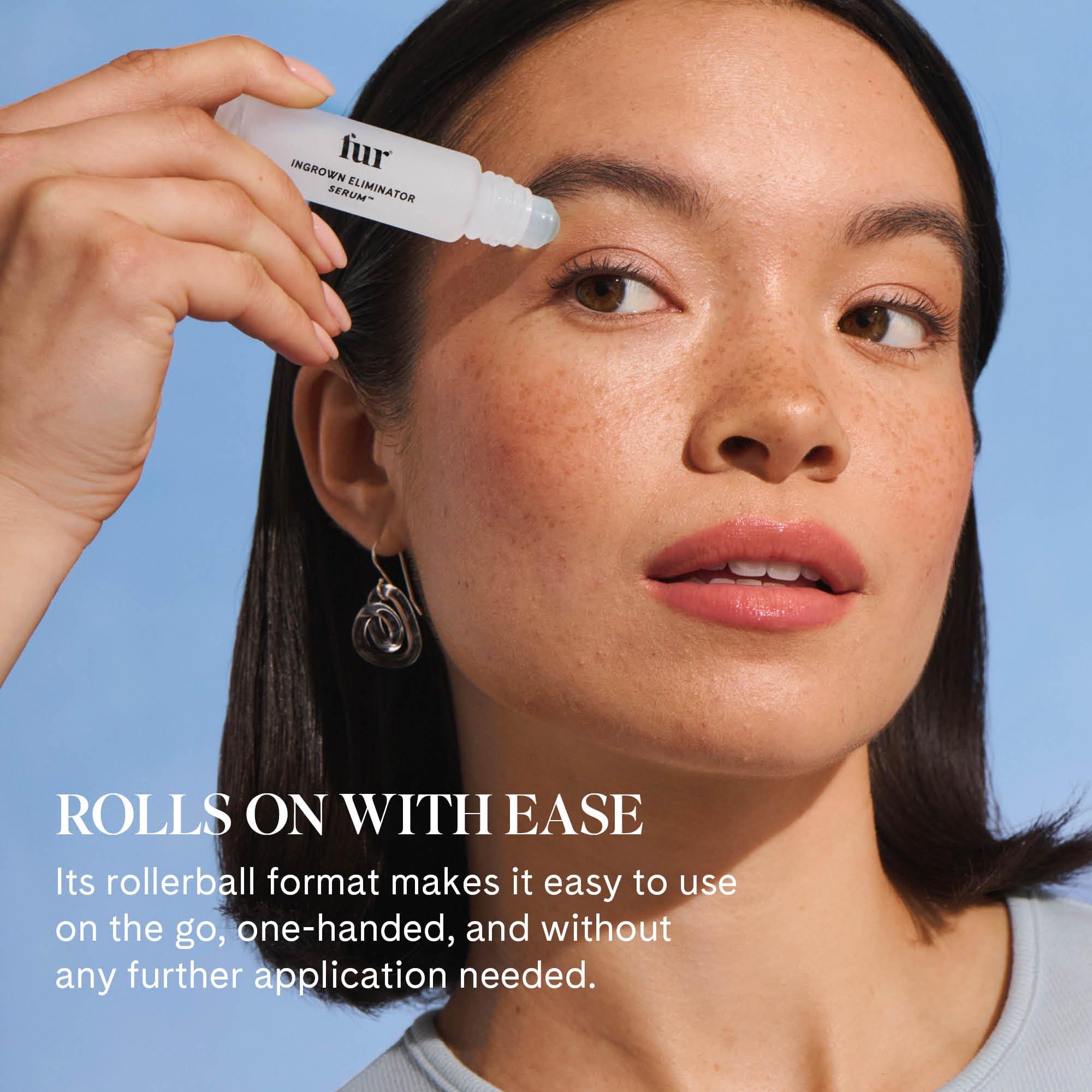 Fur Fur Ingrown Eliminator Serum Rollerball Travel Size - Powerful Ingrown Hair Treatment Serum With AHAs and BHAs to Treat and Prevent Ingrown Hairs and Bumps, Hydrates and Soothes Irritated Skin - 10 ml