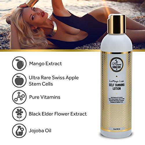 Miami Gorgeous Miami Gorgeous Self Tanning Lotion LaPlaya Luxe Natural Best Self Tanner for Instant Bronzing Touch & Streak Free Tan, Best Bronzer Sunless Tanner Light Medium Gradual Tanner for Face and Body 8oz