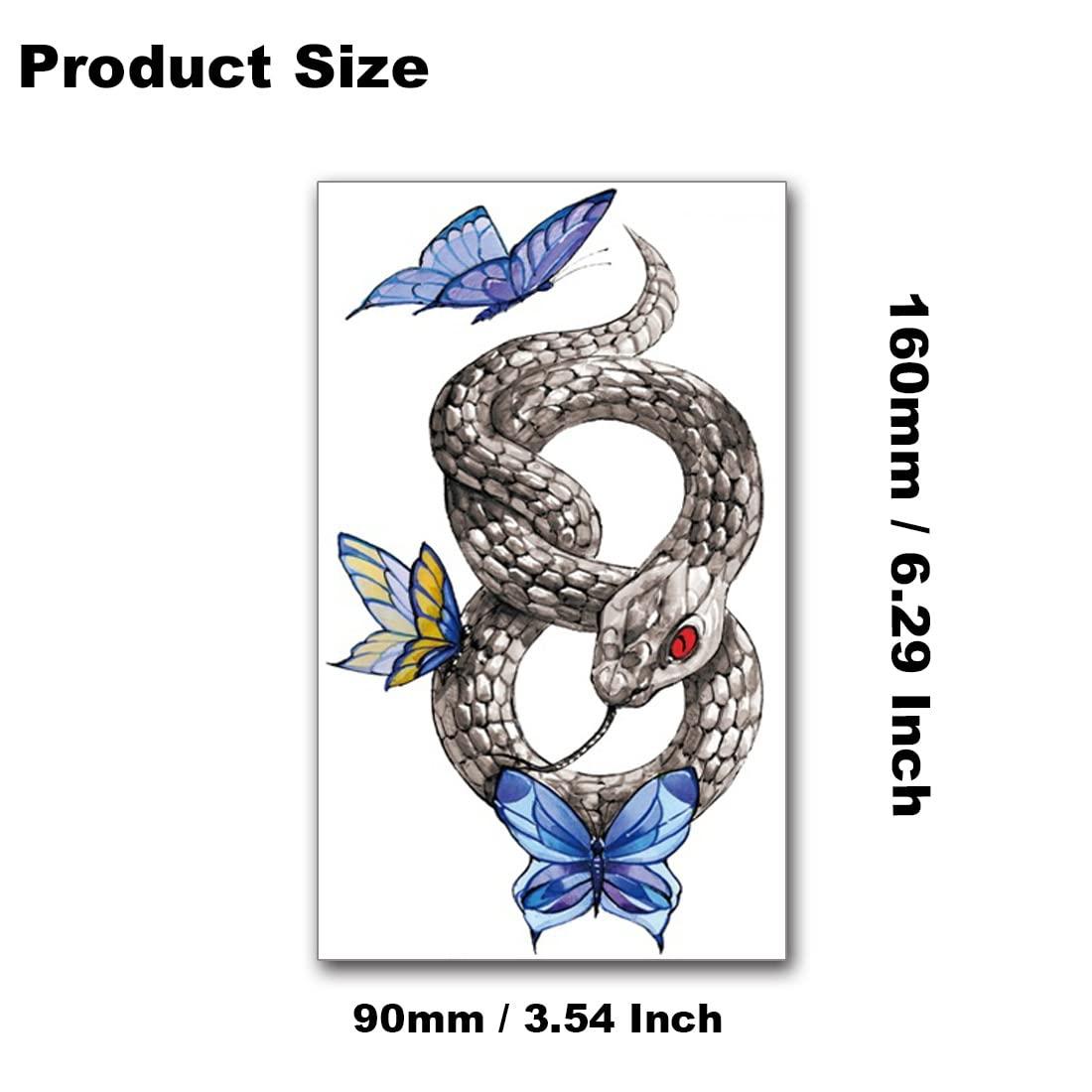 Ooopsiun Ooopsiun 12 Large Sheets Snake Temporary Tattoos For Men Women , Cool Waterproof Body Fake Tattoo Sticker for Aldult 3D Cobra Mamba Viper Arm Tattoos
