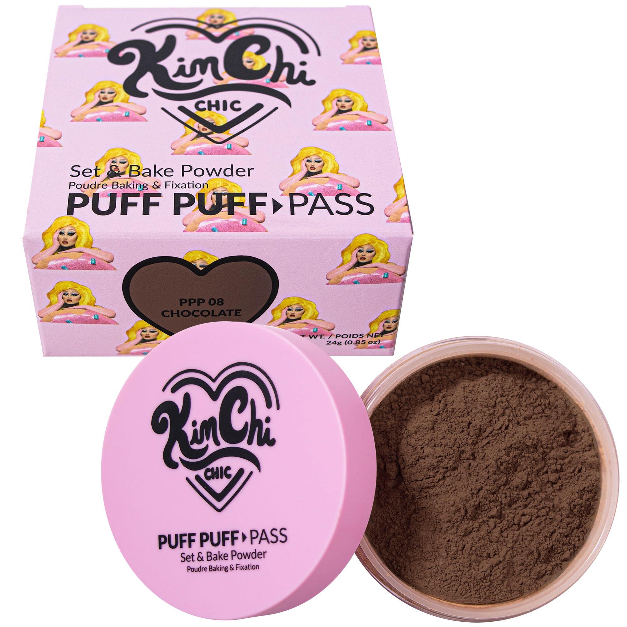Kimchi Chic Kimchi Chic Beauty Puff Puff Pass Set and Bake Powder, Loose Face Powder with Extra Fluffy Setting Powder Puff, Soft Brown Face Makeup for Uneven Skin Tone, 08 Chocolate