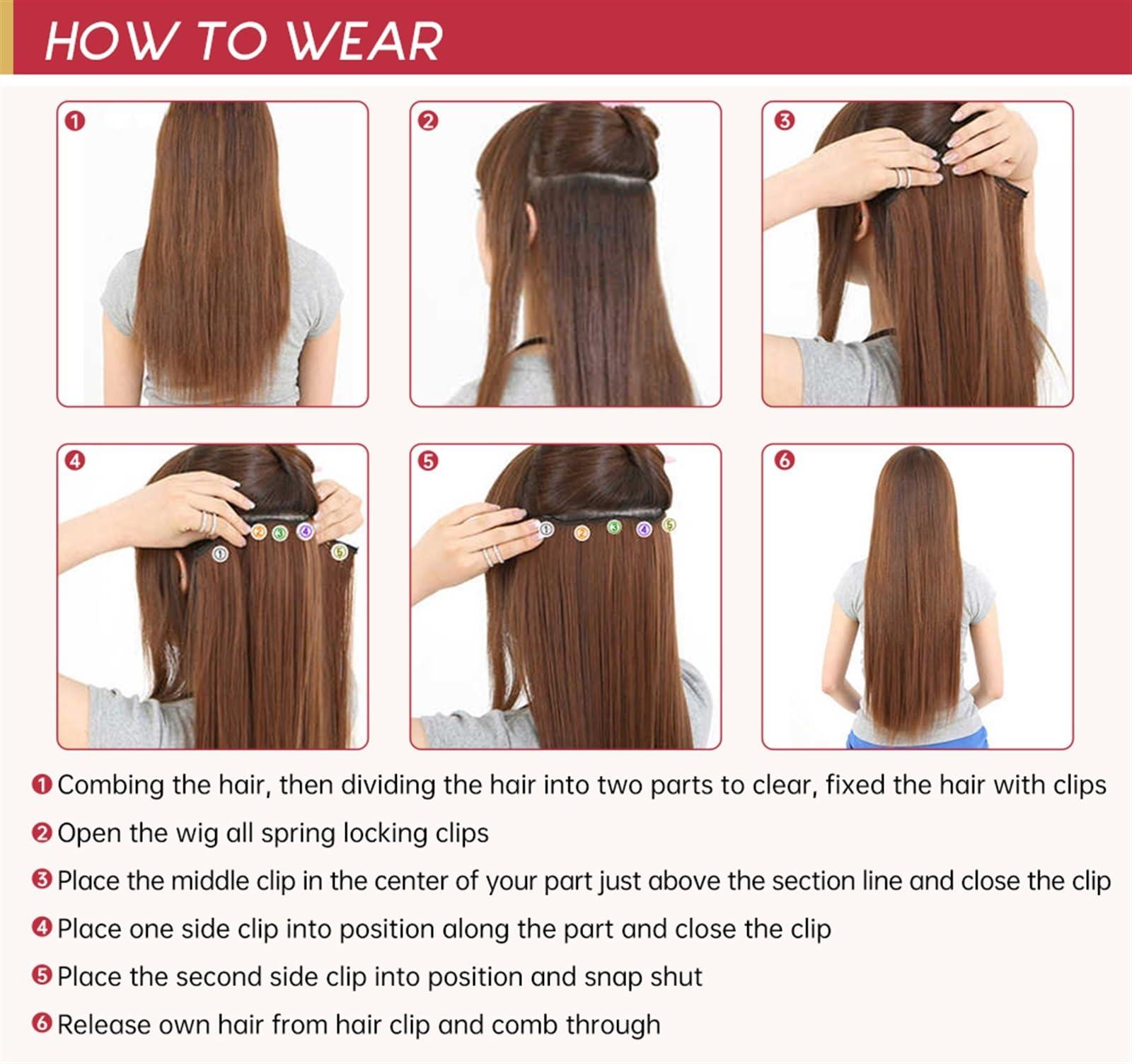 GRFIT Clip in Hair Extensions Clip in Hair Extensions Human Hair 10-24inch Remy Hair Extensions Clip in Human Hair Real Silky Straight Full Head Hair Extensions Clip on Brazilian Remy Hair Fashion Hair Exte