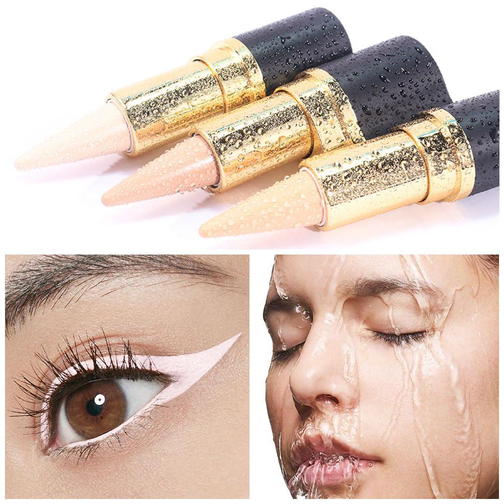 Kaely Kaely 2Pcs Quartz Queen White Gel Eyeliner Pencil, Natural Cream Eye Liner Waterproof Smudge Proof, Matte Waterline Eyeliner Eyeshadow Stick, Brighten Eye Makeup, Vegan & Cruelty-Free
