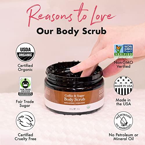 Beauty by Earth Organic Coffee Body Scrub - Coffee Scrub & Sugar Scrub Body Polish, Exfoliating Body Scrub Exfoliator & Foot Scrub, Body Exfoliator, Body Scrubs for Women Exfoliation, Sugar Scrubs for Women & Men