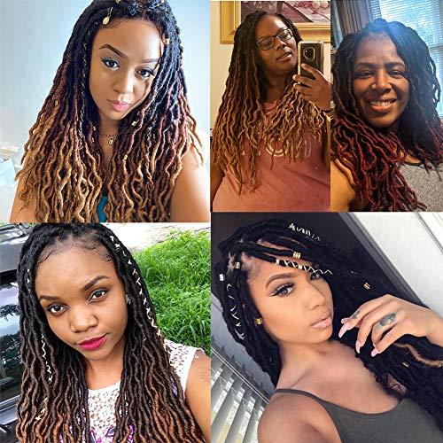 THEMIS HAIR Short Gypsy Locs Crochet Faux Locs 12 Inch Ombre Red Goddess Wavy Faux Locs Crochet Hair Natural Looking Pre-Looped Kanekalon Synthetic Crochet Braids Dreadlocks Hair Extensions (12inch,OT99J530)