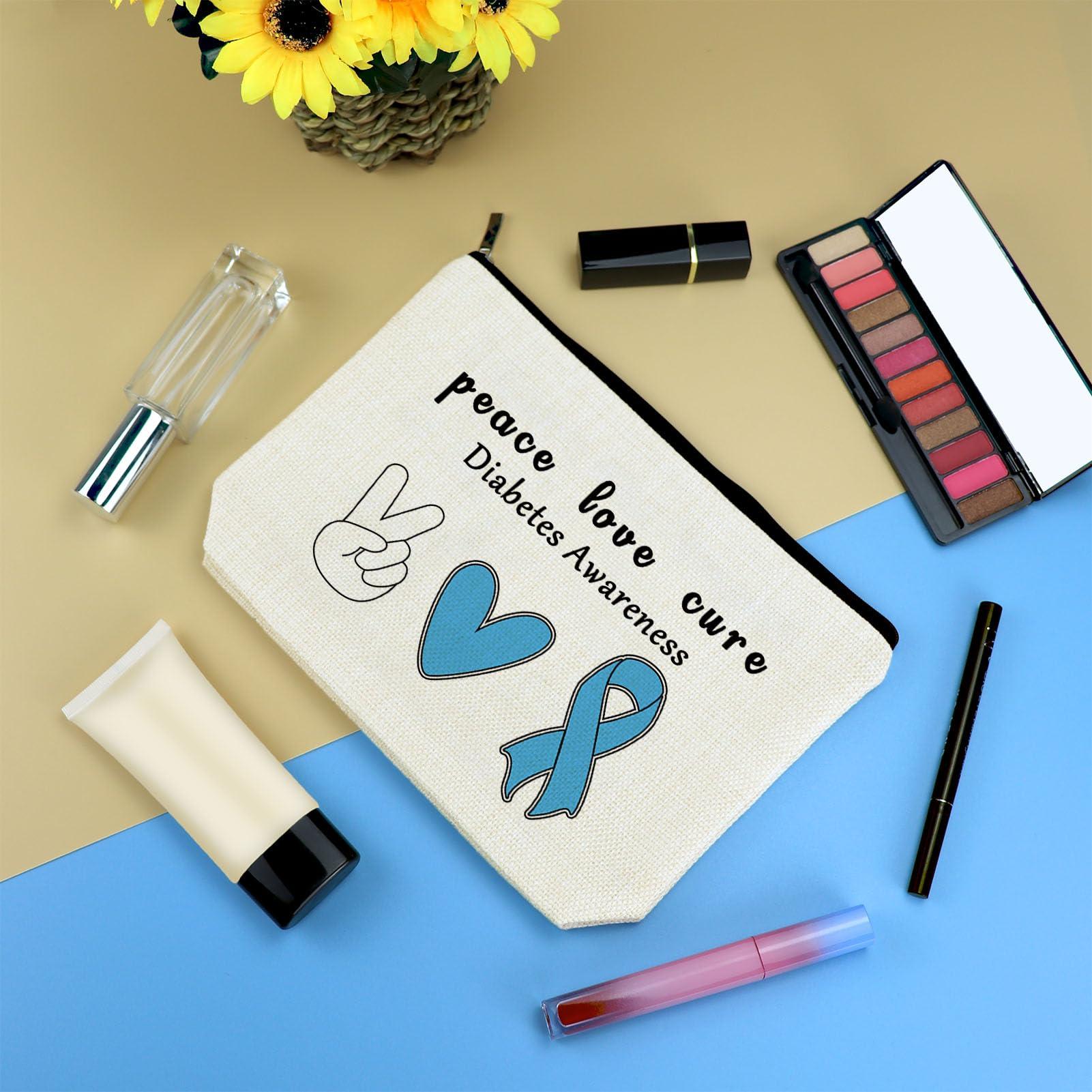 Mikela Diabetes Gift for Women Diabetic Supplies Cosmetic Bag Diabetes Awareness Gifts Diabetes Support Gifts Diabetes Warrior Gift Makeup Bag Diabetes Gift for Grandma Mom Diabetic Emergency Supply Bag