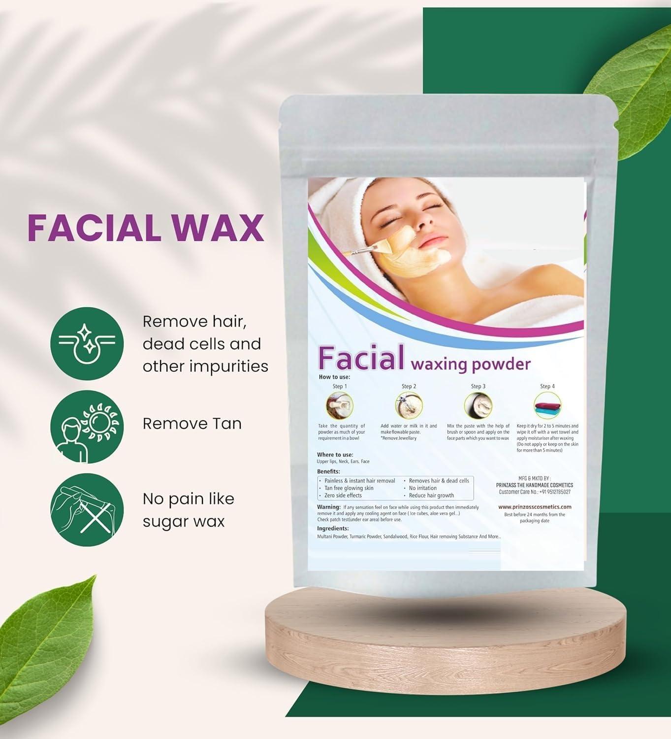 Generic Generic Facial Wax Powder | 5-minute Painless Face Hair Removal Waxing Powder | Easy to use at home | Facial hair remover for women