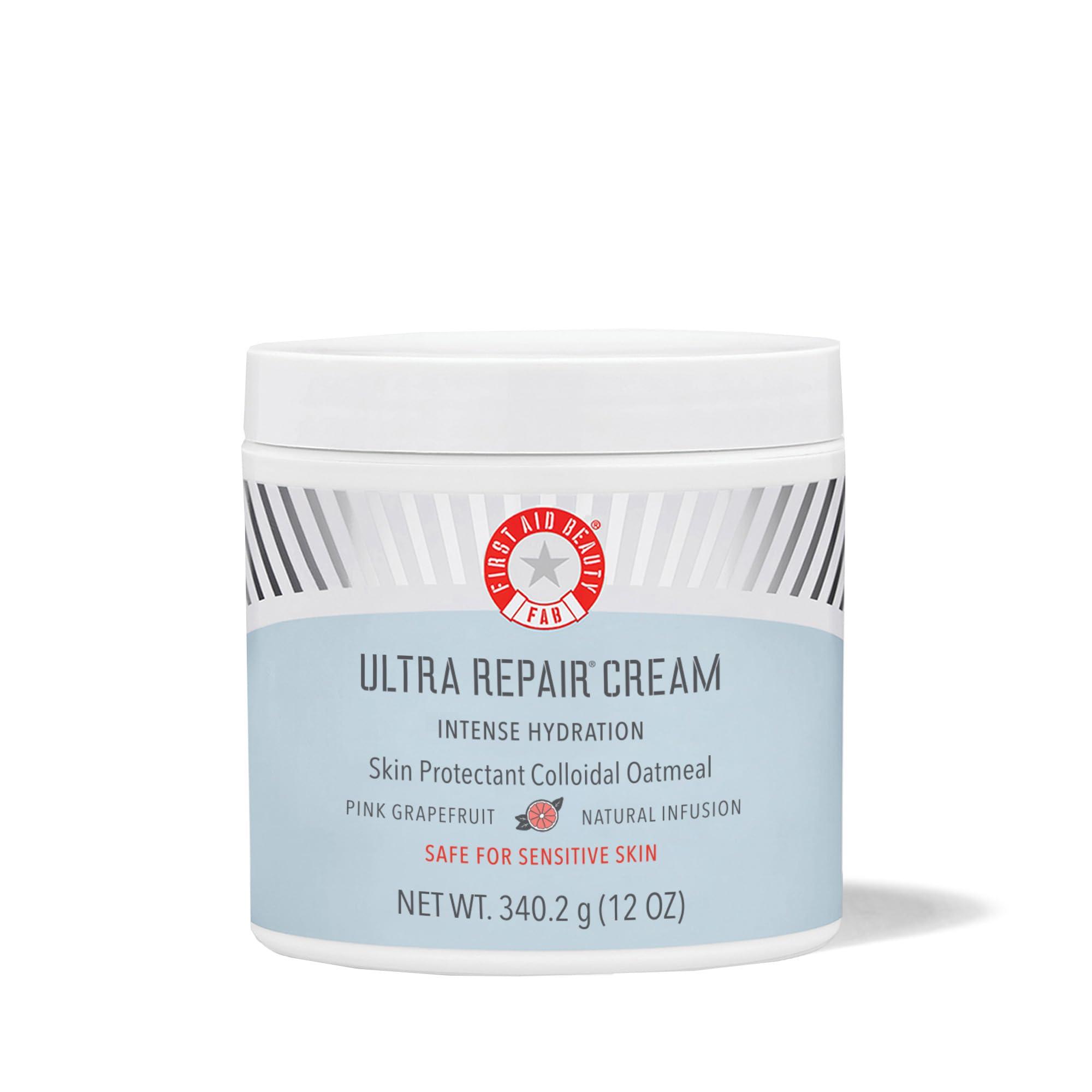 First Aid Beauty First Aid Beauty - Ultra Repair Cream, Intense Hydration Whipped Colloidal Oatmeal, Strengthens Skin Barrier in 7 Days & Helps Relieve Eczema, Luxury Face & Body Moisturizer, Grapefruit Scent, 12 oz