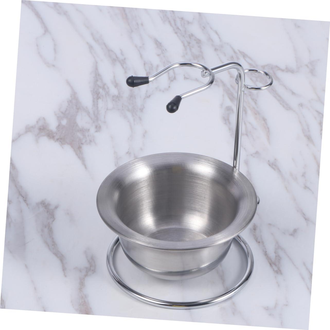 minkissy minkissy Men's Shaving Stand Bowl Brush Holder Safety Razor Brush Stand Silver Stylish