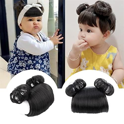SISWIM Messy bun hair pieces for women Kids Bun Hair Pieces with Hairband, Synthetic Hair Chignon with Bangs, Fashion Kids Cat Ear Headband Bun with Bangs, Kids Wig Accessories Chignon Hair Extensions Bun