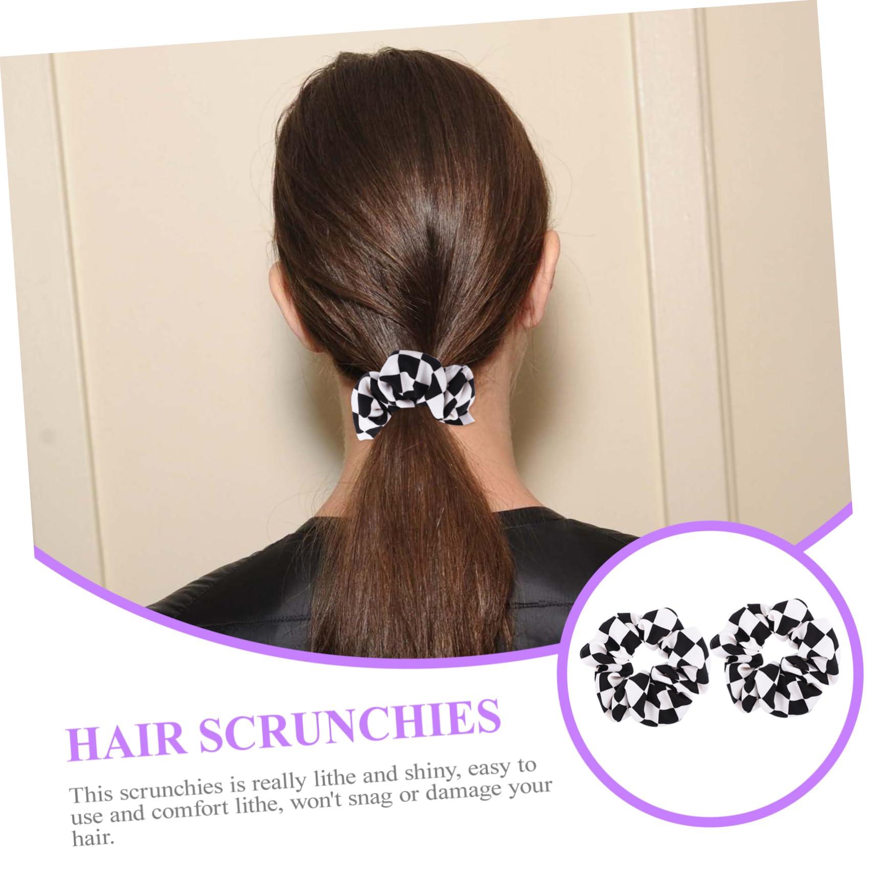 Beaupretty Beaupretty 4 Pcs Black and White Checkered Hair Rope The Devil Chessboard Thick Scrunchies for Women Hair Bows for Hairbands Scrunchie with Zip Checkerboard Black Hair Scrunchie Chiffon