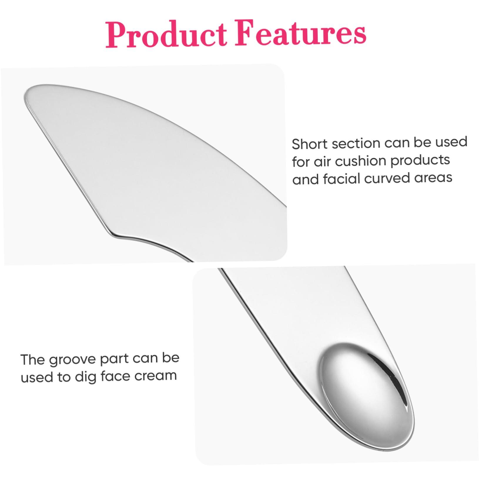 IWOWHERO IWOWHERO Cosmetic Plate Spatula Beauty Makeup Spatula Stainless Steel Silver Makeup Metal Spatula Makeup Mixing Palette