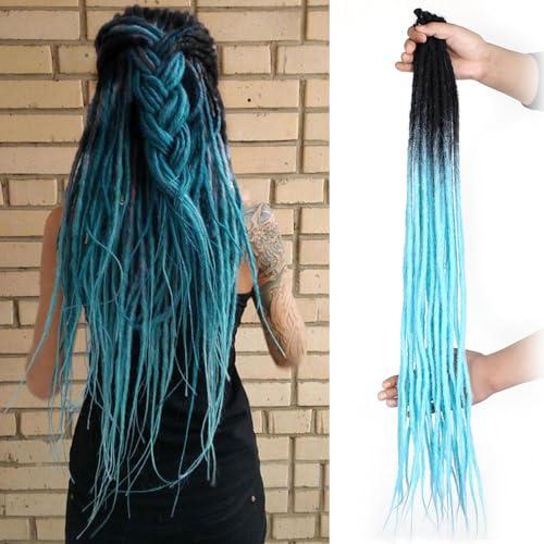 QUISDUIS Quisduis 30 Inch Arctic Blue Dreadlock Extensions, 40 Strands Synthetic Single Ended Dreads Thin Soft Crochet Dreads Extensions Hippie Style Dreadlock for Woman