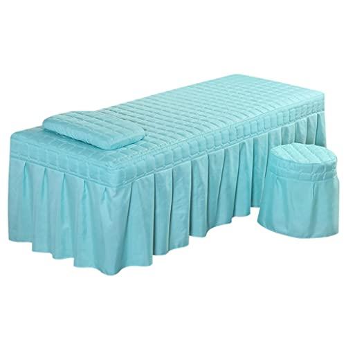 Tongina Tongina Massage Hotel Table Bed Skirt Valance Sheet with Breath Hole Pillow Case Stool Cover for Beauty Salon, Blue