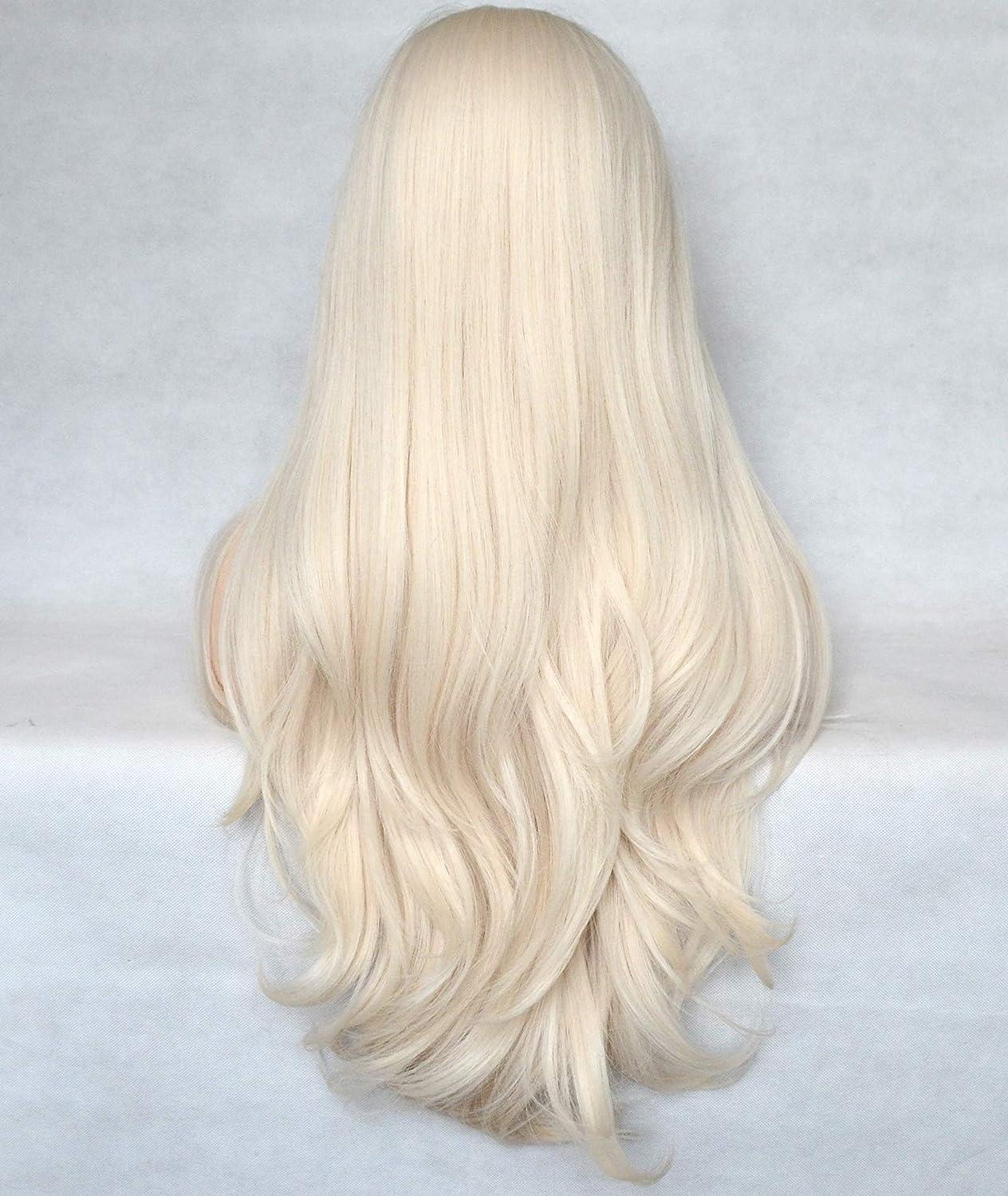 xiweiya xiweiya Long Platinum Blonde Wig Long Body Wave White Blonde Synthetic Loose Wave Heat Resistant Fiber Wigs for Women 26inch