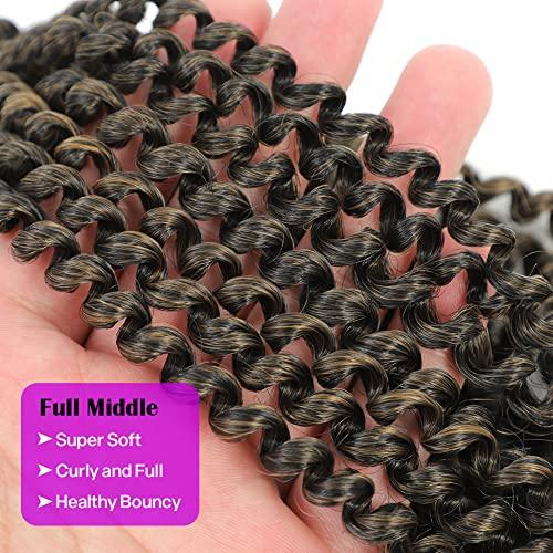 Rainish Passion Twist Hair 24 Inch Pre-looped Passion Twist Crochet Hair 9 Packs Pre-twisted Water Wave Crochet Braids Butterfly Locs Long Bohemian Braiding Hair Extensions (24 Inch, (Pack of 9), T1B/27)