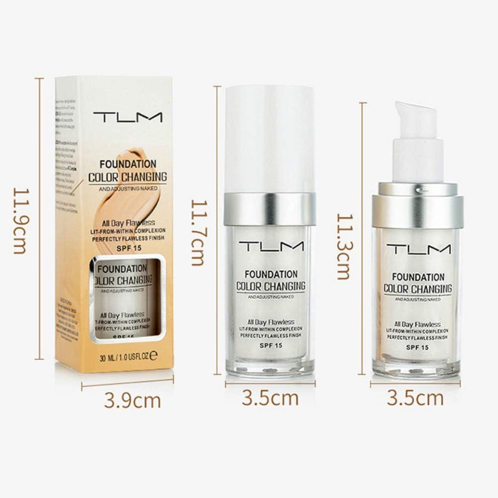 ELAIMEI 30ml TLM Flawless Color Changing Liquid Foundation Makeup Change To Your Skin Tone By Just Blending