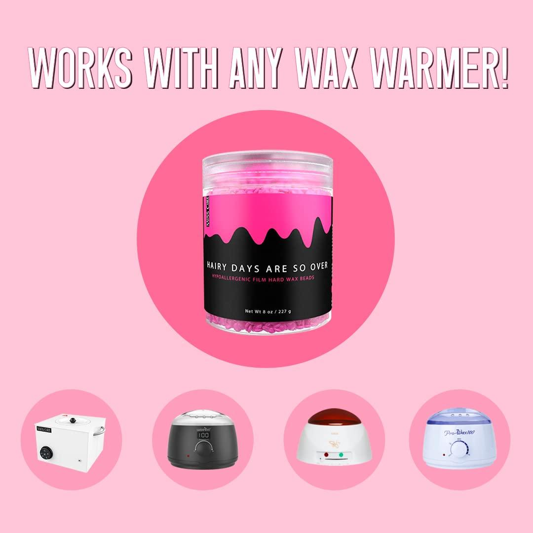 Miss Cire Miss Cire Hot Pink Hypoallergenic Hard Wax Beads - Painless Hair Removal Peel-Off Wax - No Strips Needed - Low melting Point - For Face and Body - Hairy Days Are So Over - For Sensitive Skin - 8oz