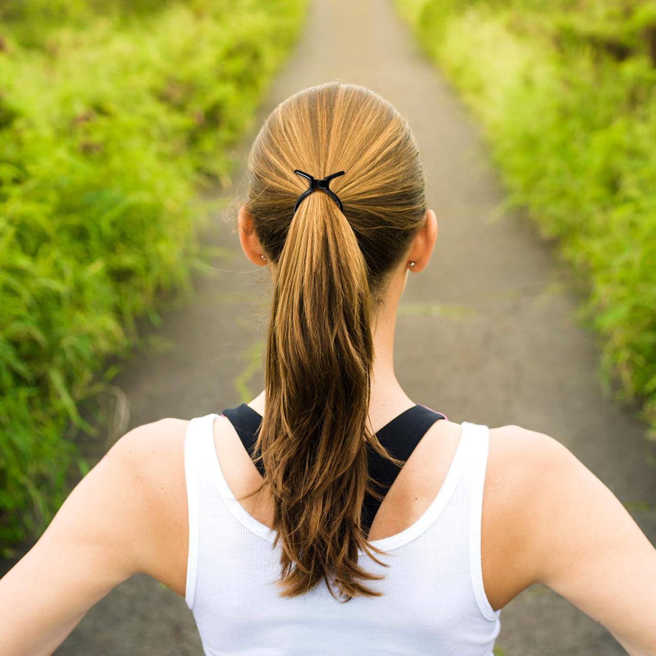 WOONEKY WOONEKY 2Pcs Black Round Inner Toothed Hair Clip Fish Tail Clip Ponytail Holder Strong Tension Hair Claw for Secure Styling and Comfortable Hold