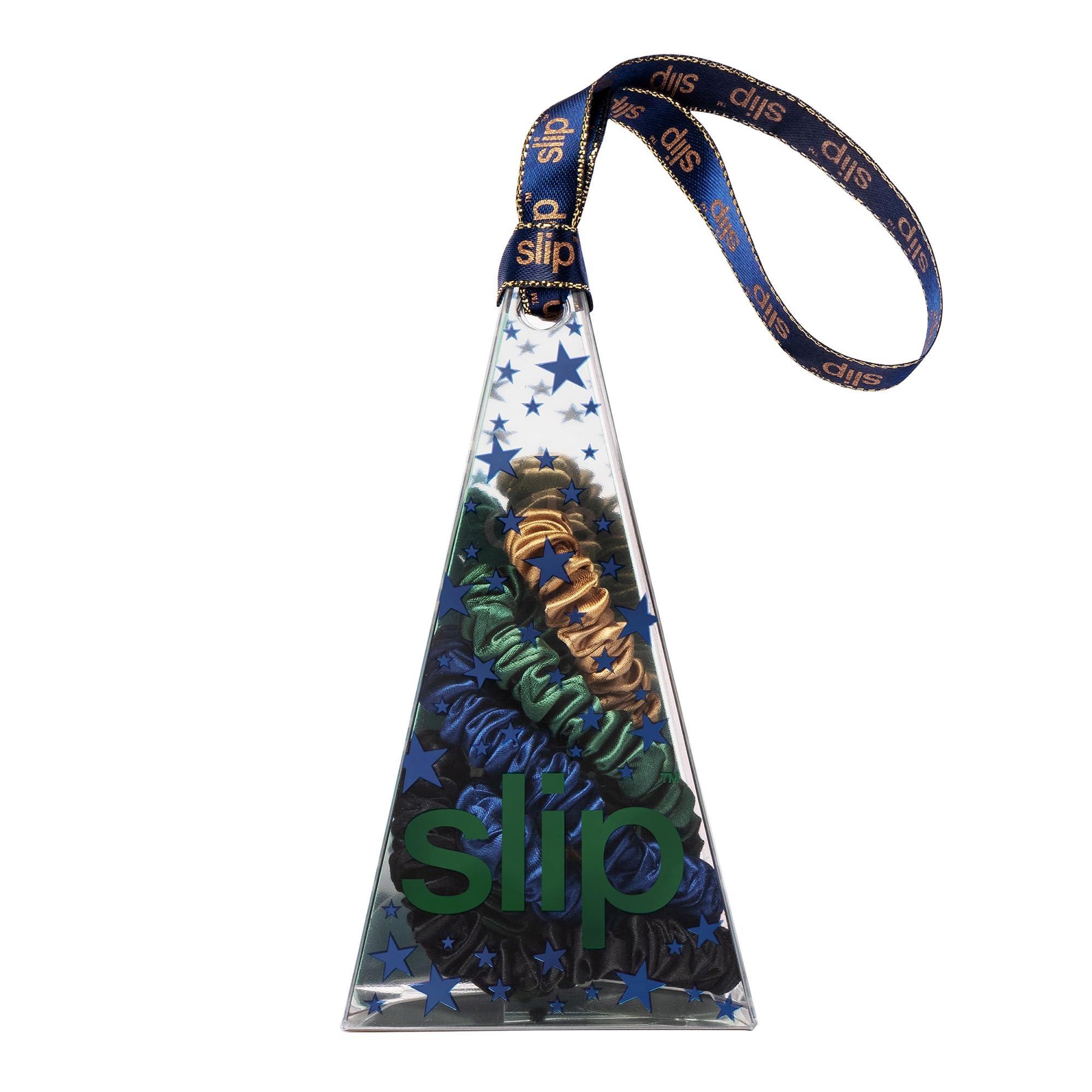 SLIP slip Skinny Scrunchies in Ornament Packaging: Anti-Crease, Anti-Breakage Slipsilk Design Protects Delicate Hair | Includes 4 Pure Silk Scrunchies
