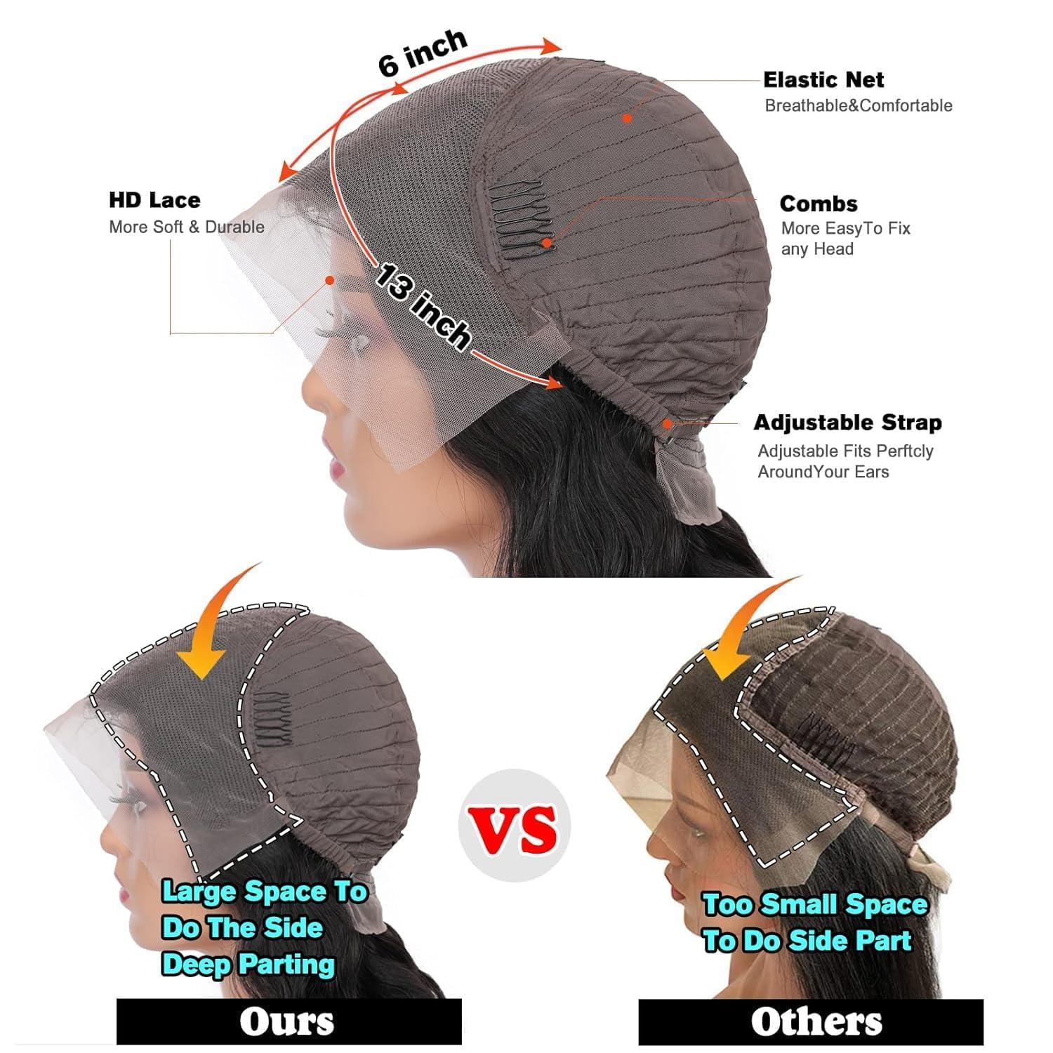 tunfine tunfine 13x6 Lace Front Wigs Human Hair 200% Density, 20 Inch Straight HD Lace Frontal Wigs Human Hair For Black Women, Glueless Wigs Human Hair Pre Plucked With Baby Hair Natural Color