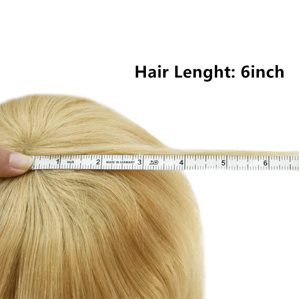 SINGA HAIR Mens Toupee Hairpieces Human Hair System for Men Hair Piece Replacement Natural Lace Front Mens Hair Unit Poly Thin Skin Toupee for Men Wigs 7''X9'' #22R 100% Light to Med-Light Density