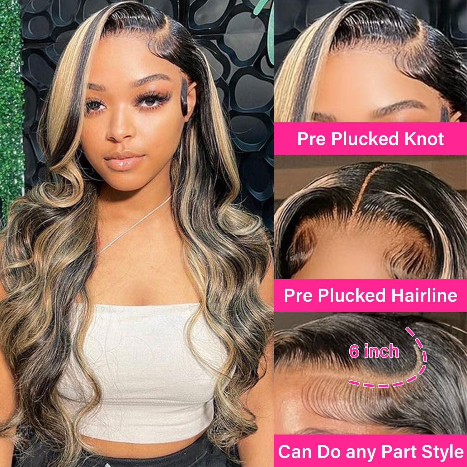 Daules Daules 26 Inch 136 Ginger Lace Front Wigs Human Hair Body Wave + 20 Inch 1B/27 Highlight Lace Front Wig Human Hair