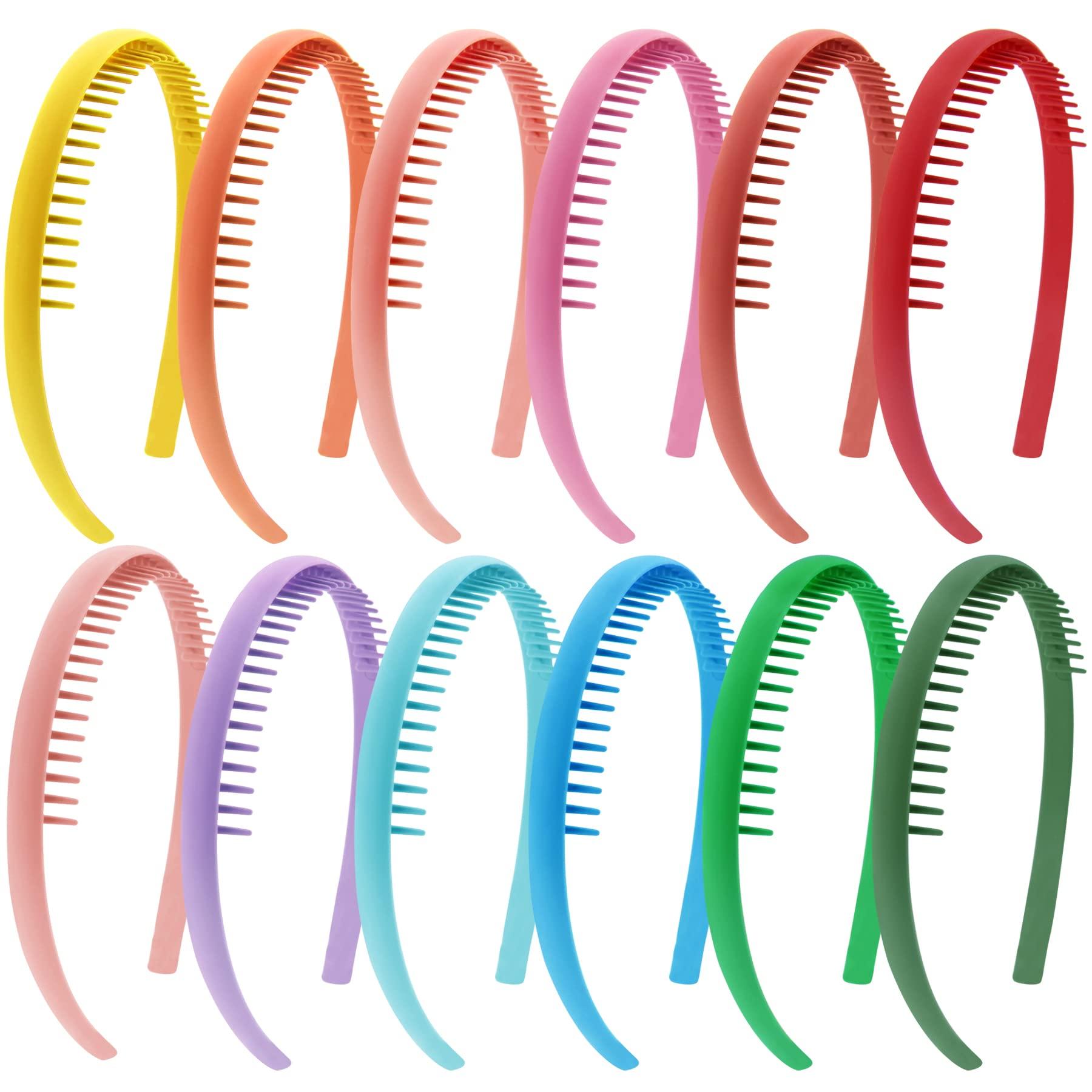 Duufin Duufin 12 Pieces Variety Plastic Hair Headbands with Non-Slip Teeth Combs for Girls and Women, 12 Colors