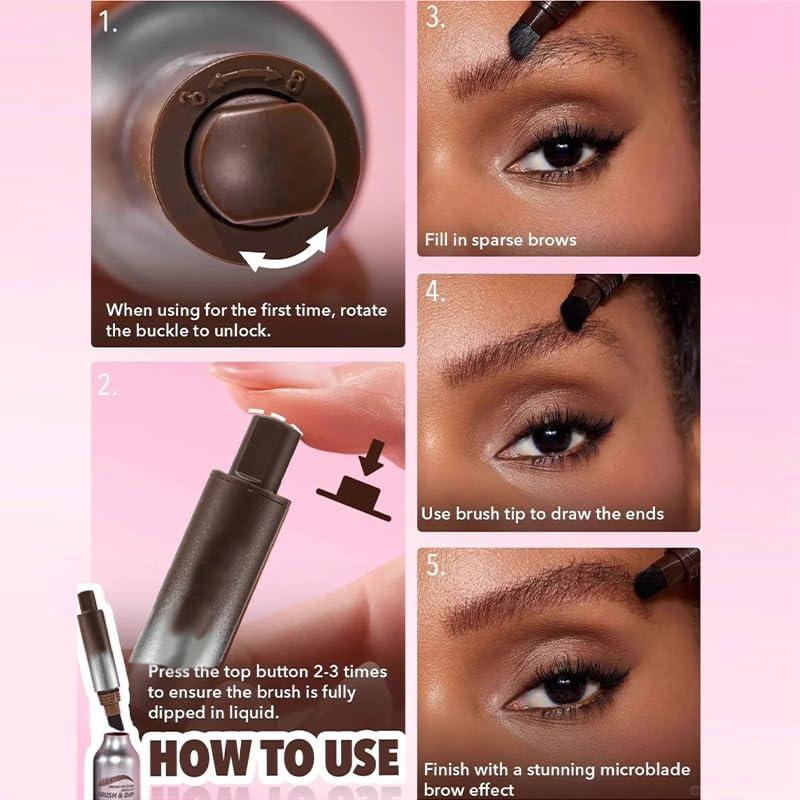 NinthAvenue Basics Instant Brow Brush, Brow Brush, Eyebrow Brush, Brow-Fection, Waterproof & Smudge-Proof Liquid Eyebrow Brush, Square Brush for Natural Brow (Chocolate)