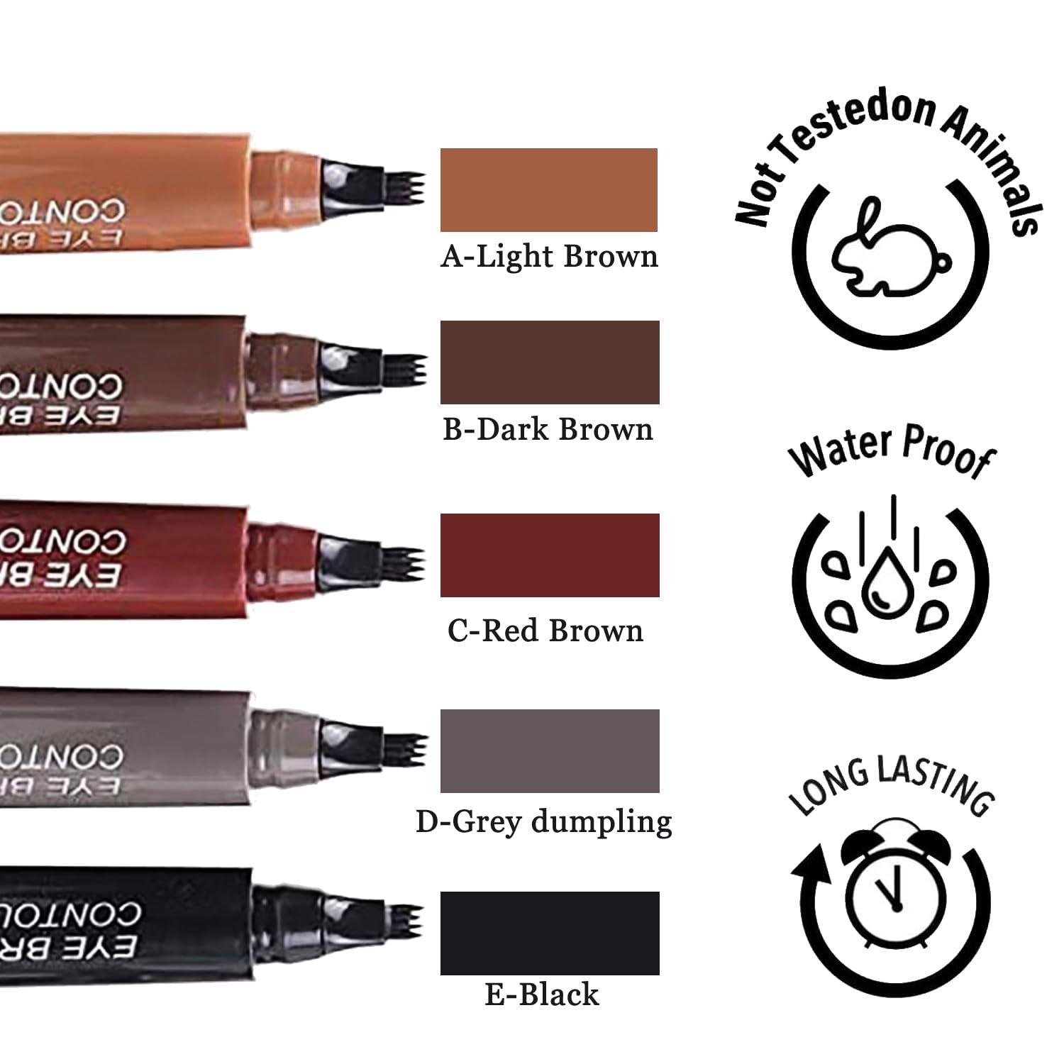 Bekoeen Magic 3D Microblading Eyebrow Pencil, Waterproof Eyebrow Pen,4 Tip Tip Tattoo Pencil Creates Natural Looking,Waterproof Makeup Fine Stroke Microblading Eyebrow Pencil (B)