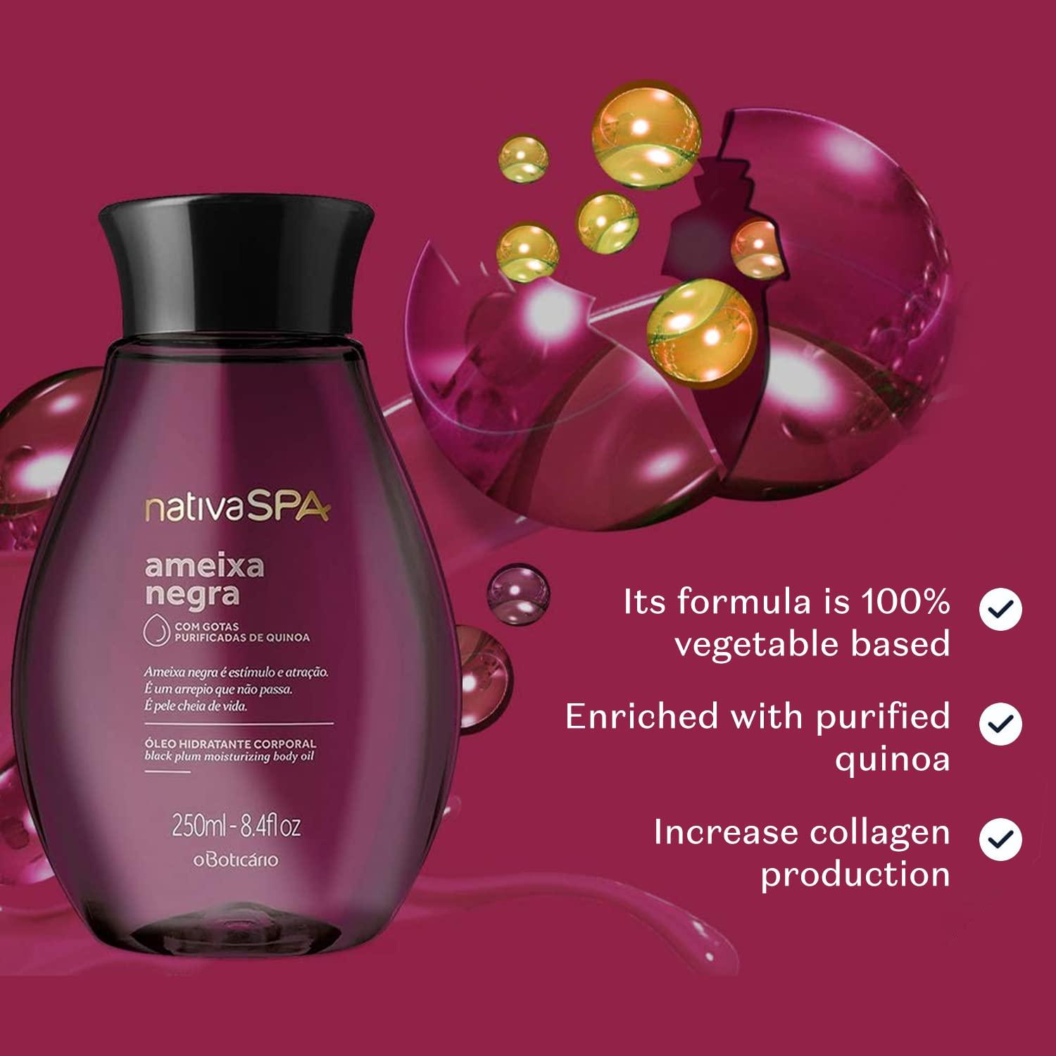 O Boticrio O Boticrio Nativa SPA Body Hydrating Oil Bundle: Madagascar Vanilla, Quinoa, PLum & Black Plum Moisturizing Body Oils, 6.8 Ounce (each)