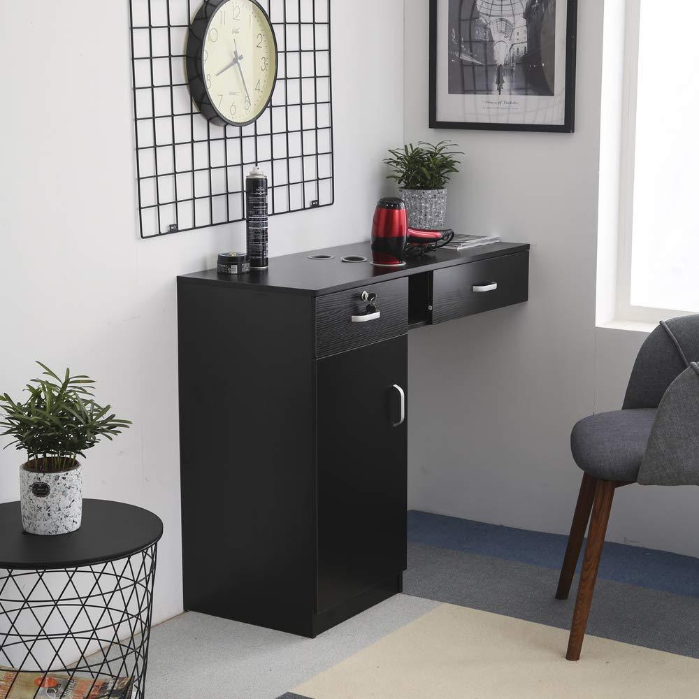 Henf Henf Locking Wall Mount Hair Styling Barber Station with 2 Drawers and 1 Cabinet 3 Hairdryer Stylist Equipment Salon Cabinet Holder Storage Beauty Salon Spa Equipment(Style-2)