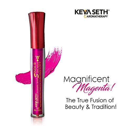 KEYA SETH AROMATHERAPY, DEVICE OF DROP Keya Seth Aromatherapy Aromatic 100% Natural Liquid Sindoor Magenta with Sponge-Tip- Applicator- Long Lasting Chemical Free & Waterproof with Floral Pigment-5ml (Pack Of 1)