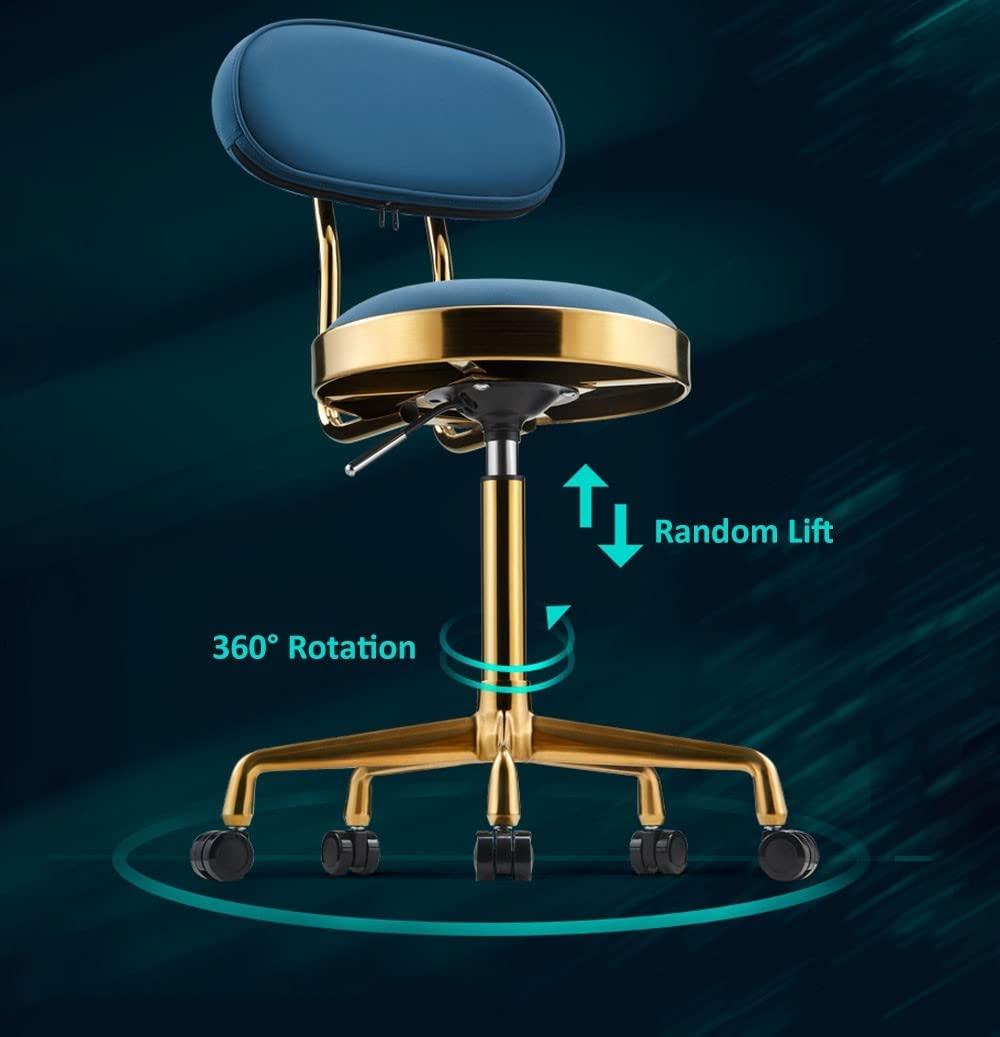 DYCIN Rolling Stools with Wheels Heavy Duty Set of 2 Bar Stool Barber Stool Height Adjustable Rolling Swivel Stool Chair for Salon, Factory, Shop Bar Salon Clinic (Color : R)