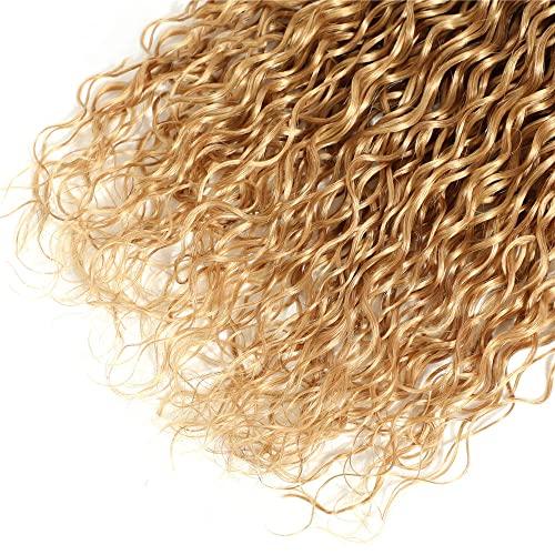 AuokMar #27 Curly Blonde Bundles Human Hair Virgin Hair Extensions Kinky Curly Hair 22 24 26 In Unprocessed Virgin Hair For Black Women 8A Grade Weave And Weft Hair Extensions
