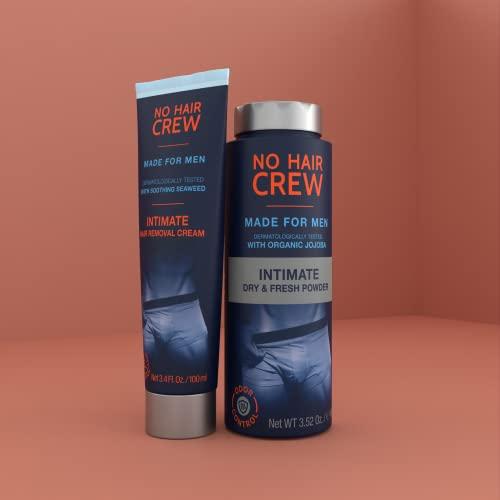 NO HAIR CREW No Hair Crew | Intimate Bundle | Includes Hair Removal Depilatory Cream for Men and Dry & Fresh Body Powder for Sweat and Odor Control