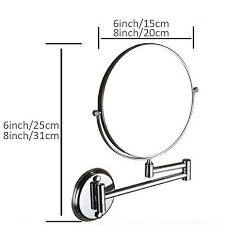 Suuim Makeup Vanity Mirror,Two-Sided Wall Mounted Beauty Mirror 3X Magnification Bathroom Mirror Extendable Cosmetic Mirror,Silver (Silver 8inch) (Silver 8