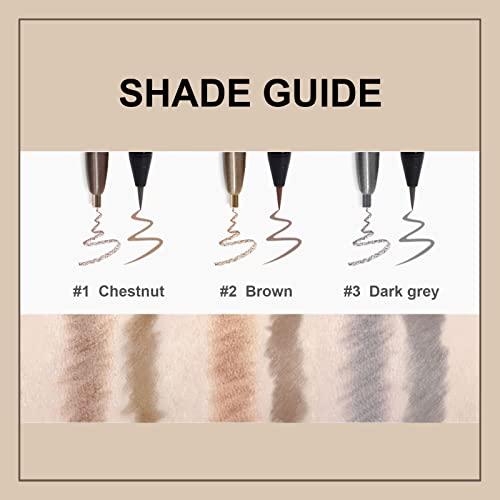 Music Flower Music Flower 2 in 1 Eyebrow Pencil - Waterproof & Long Lasting Liquid Eyebrow Pen - Dual Ended Pencil Fills and Defines Brow Tint with the Precision & Definition of Microblading, Brown