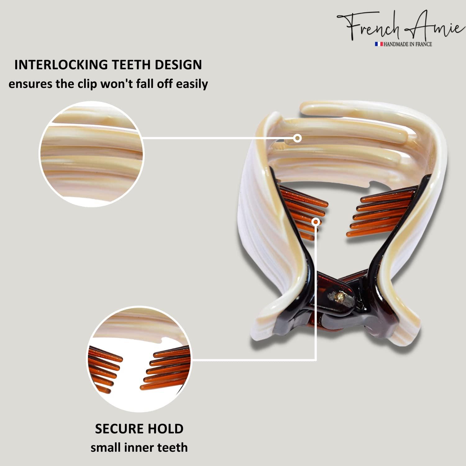 French Amie French Amie Big Fat Marble Cream Off White Handmade Jaw Hair Grip Claw Clips Clamps for Women and Girls for Thick Hair (5 cm / 2 Inch)