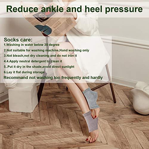 Exptolii Vented Moisturizing Gel Heel Socks, 3 Pairs Toeless Spa Sock for Foot Care Treatment, Cracked Heels, Dry Feet, Foot Calluses (Gray, Green, Pink)