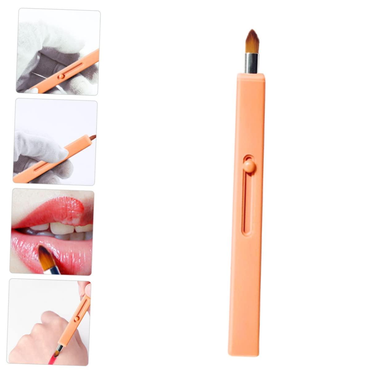 MAGICLULU MAGICLULU 1pc Retractable Lip Brush Lip Gloss Portable Lip Brush Travel Makeup Brushes Lip Applicator Retractable Lipstick Brush Lipstick Gloss Facial Brush Lip Wands Lip Plastic Orange