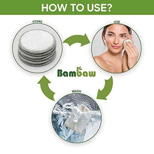 Bambaw Bambaw Reusable Makeup Remover Pads | 16 Cotton Rounds with Laundry Bag | Reusable Cotton Pads for Face | Eye Makeup Remover Pads | Cotton Rounds for Face | Reusable Cotton Rounds | Cotton Pads