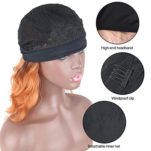 Oseti Oseti Short Wavy Bob Wig Headband Wigs for Black Women,Synthetic Curly Wavy Wigs with Headband Attached Black Hair Wig Headwrap Wigs 2in1 Natural Womens Wigs 14inch Medium Length Wig… (Ombre Ginger)