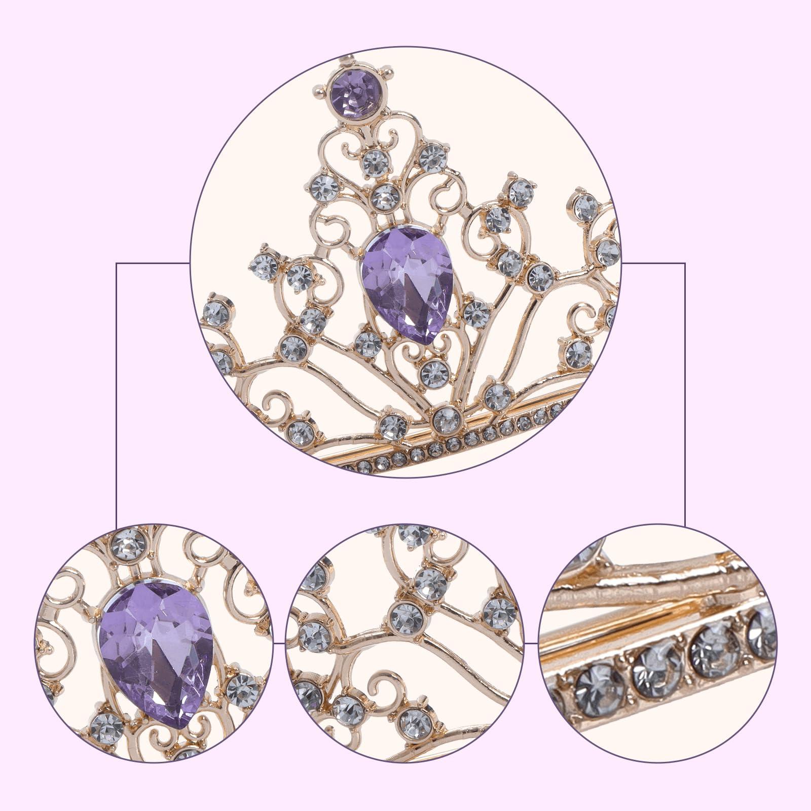 JasperKino Purple Tiara Crown Crystal Purple Rhinestone Princess Bride Wedding, Birthday, Celebration, Party Headband, Purple