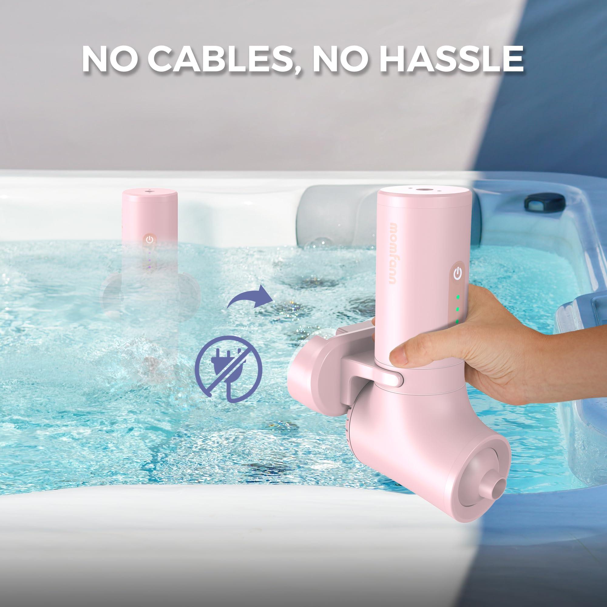 MOMFANN Bath Jet Spa, Cordless Portable Bathtub Accessories with 3-level Adjustable Speed, Bubble Maker/Bath Jet Mode, Bathtub Jets for Home Spa, Relaxing (Pink)