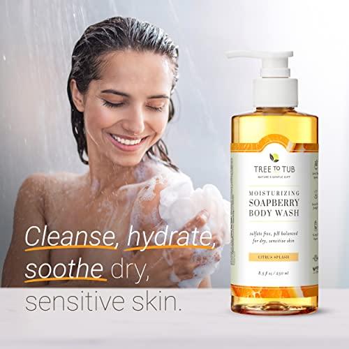 Tree to Tub Tree to Tub Citrus Body Wash for Dry Skin Sensitive Skin Vegan Biotin and Collagen Conditioner for Dry Damaged Hair pH Balanced Moisturizing Body Wash Volumizing Fine Hair Thickening Conditioner