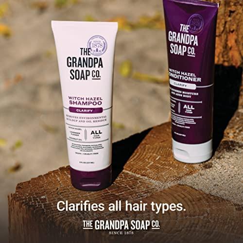 Grandpa's The Grandpa Soap Company Clarifying Witch Hazel Shampoo - Removes Buildup, With Witch Hazel & Lavender Flower, For All Hair Types, Vegan, Sulfates and Parabens Free, 8 Fl Oz
