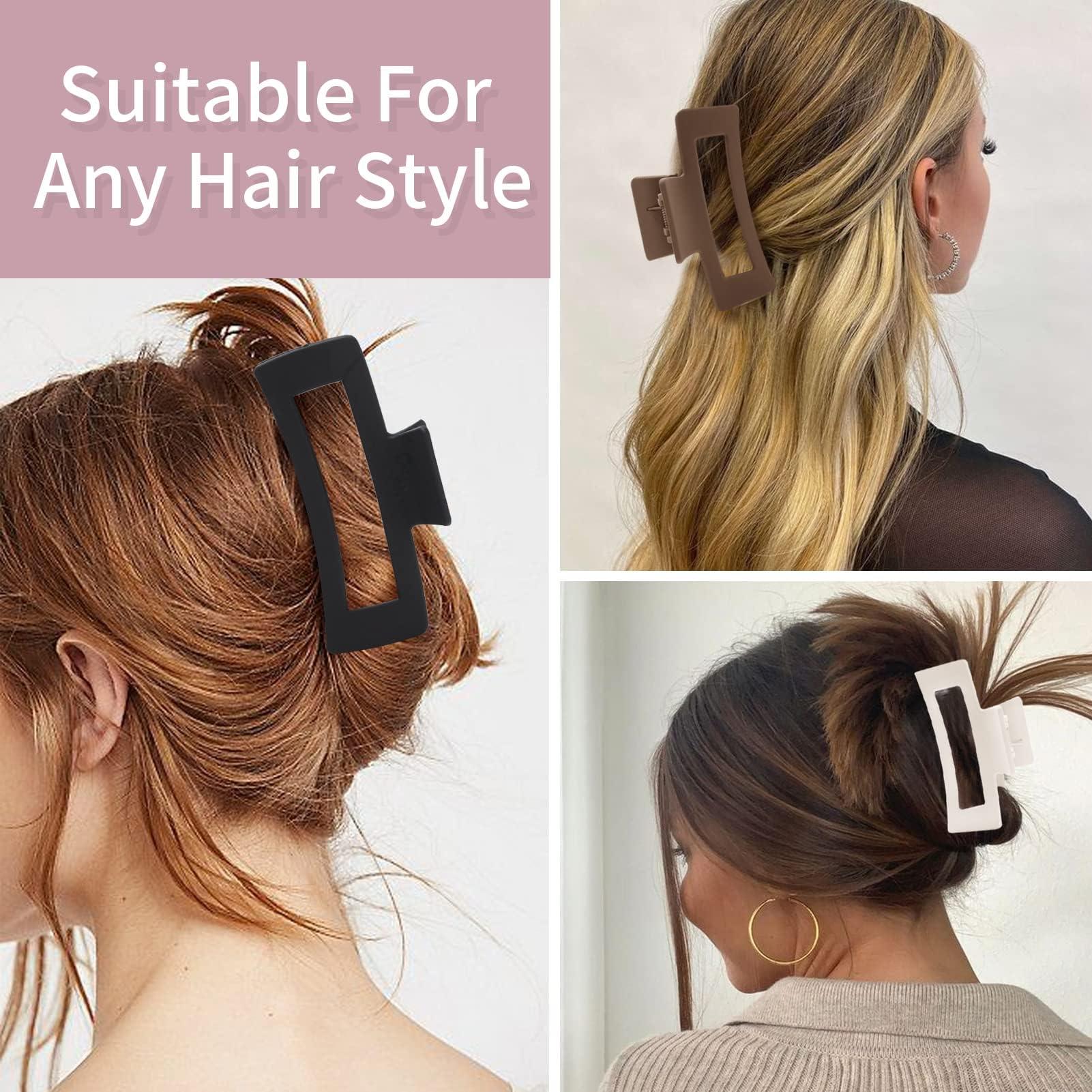 Glaudmeiss 5 Inch Extra Large Claw Clips, Big Hair Clips for Thick Long Curly Hair, Durable Matte Strong Hold Hair Claw Clips, Non-slip Square Hair Clips for Women, Hair Accessories Valentine\'s Day Gifts