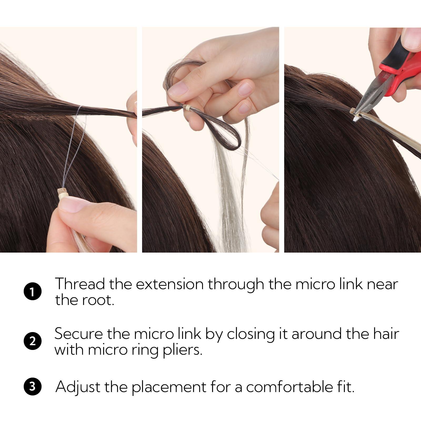 hotbanana HOTBANANA Micro Ring Hair Extensions Human Hair, 22 inch 50g 50s Platinum Blonde Micro Beads Real Human Hair Extensions Straight Micro Link Micro Loop Hair Extensions